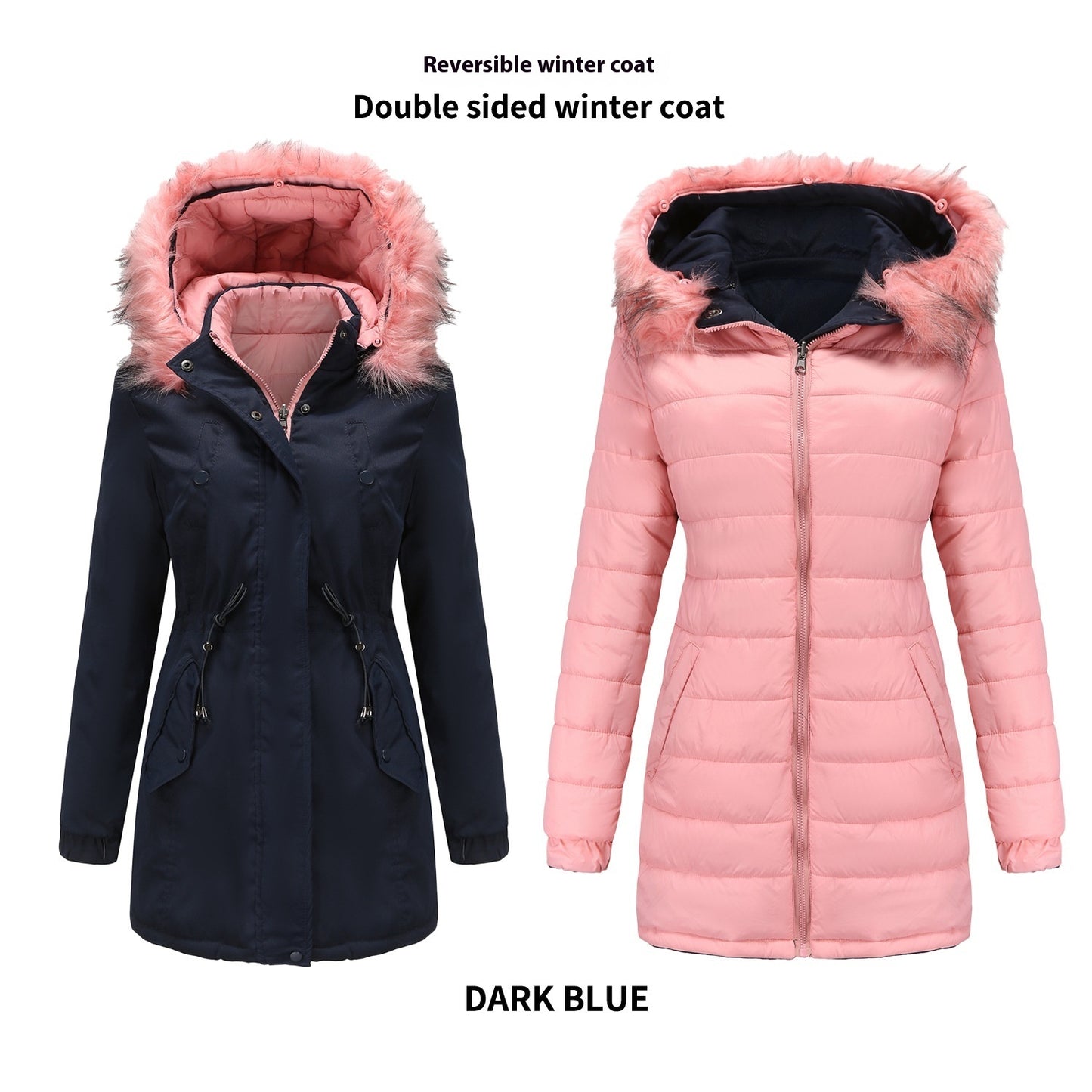 Double-sided Detachable Fur Collar Hat Quilted Parka Buy Center