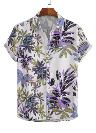 Men's Short-sleeved Shirt 3D Digital Printing Hawaiian Trendy Cardigan Shirt