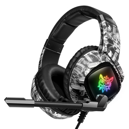 Newly Released at Buy Center: Camouflage Color Head-mounted RGB Computer Wired Bass Gaming Headset For E-sports Camouflage Gray