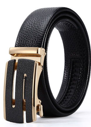 Ceinture d'affaires à boucle automatique en cuir pour homme