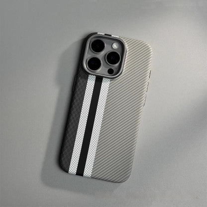 Hot New Items at Buy Center: Magnetic Carbon Fiber Pattern Drop-resistant Mobile Phone Protective Case Gray Vertical Stripes