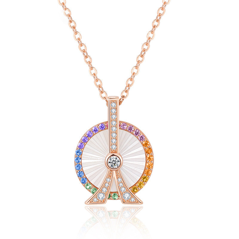 Buy Center Deal-S925 Sterling Silver Ferris Wheel Pendant Design Necklace