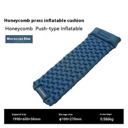 Just Arrived at Buy Center: Honeycomb Press Type Inflatable Mattress Single Thickened Moisture-proof Tent Sleeping Mat Blue