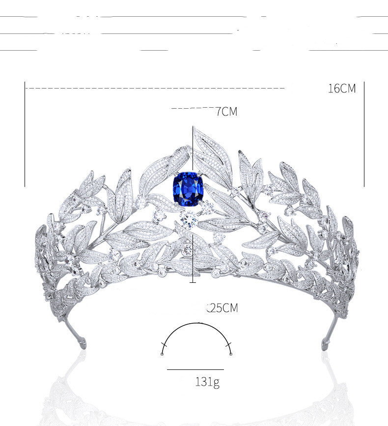 Couronne de saphir en cuivre micro-incrusté AAA Zircon Couronne Coiffe de mariage