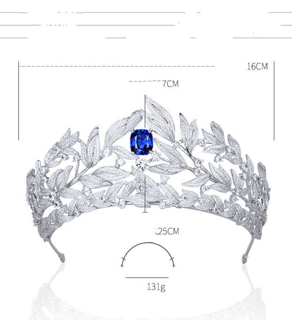 Couronne de saphir en cuivre micro-incrusté AAA Zircon Couronne Coiffe de mariage