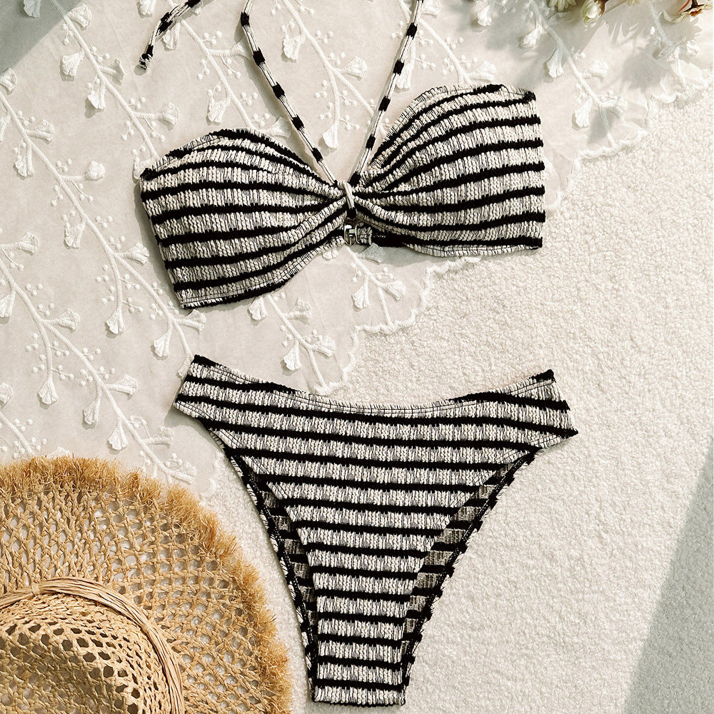 Trending Now at Buy Center: Bikini Split Striped Printed Swimsuit For Women