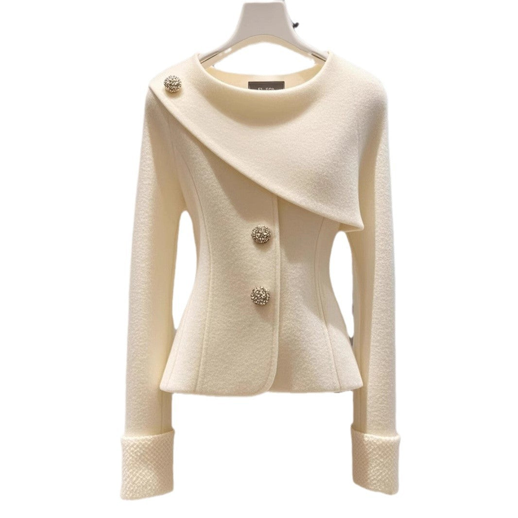 Manteau blanc de style classique, haut de gamme pour l'automne