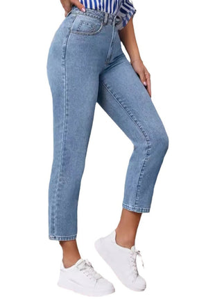 Jean skinny extensible taille haute rétro pour femme