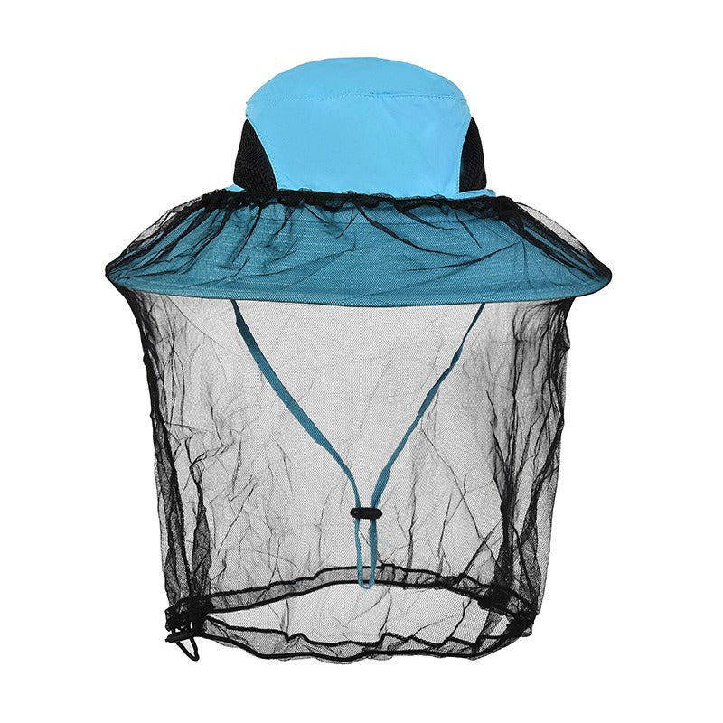 Newly Released at Buy Center: Outdoor Sun Protection Hat Large Brim Sun Protection Mesh GL011 Sky Blue Mesh Detachable Adjustable