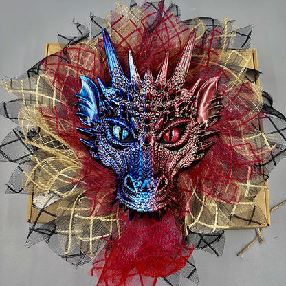 Fresh on the Scene at Buy Center: Halloween Full Face Dragon Mask Garland Ball Party Decoration Wreath Halloween Dragon Garland