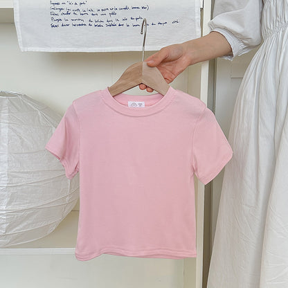 Fresh Arrivals at Buy Center: Children's T-shirt Top Solid Color Mask T Pink