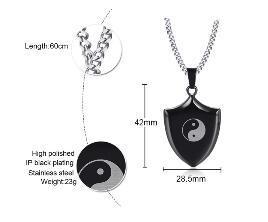 Fresh on the Scene at Buy Center: Men's Triangle Stainless Steel Shield Necklace Gossip Black With Chain