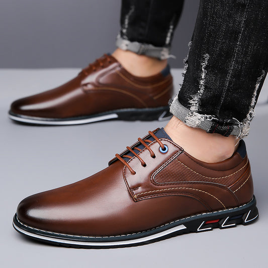 Fresh Arrivals at Buy Center: Versatile Men's Oversized Lace Up Leather Shoes Dark Brown