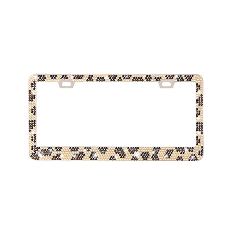 Newly Released at Buy Center: Fresh on the Scene at Buy Center: Stick-on Crystals License Plate Frame US Standard Acrylic Diamond License Plate Frame Leopard Print