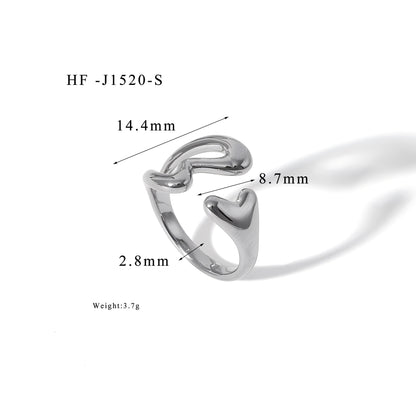 Jewelry & WatchesFashion Titanium Steel Vacuum Plating 18K Gold Love Ring HFJ1520S Free Size