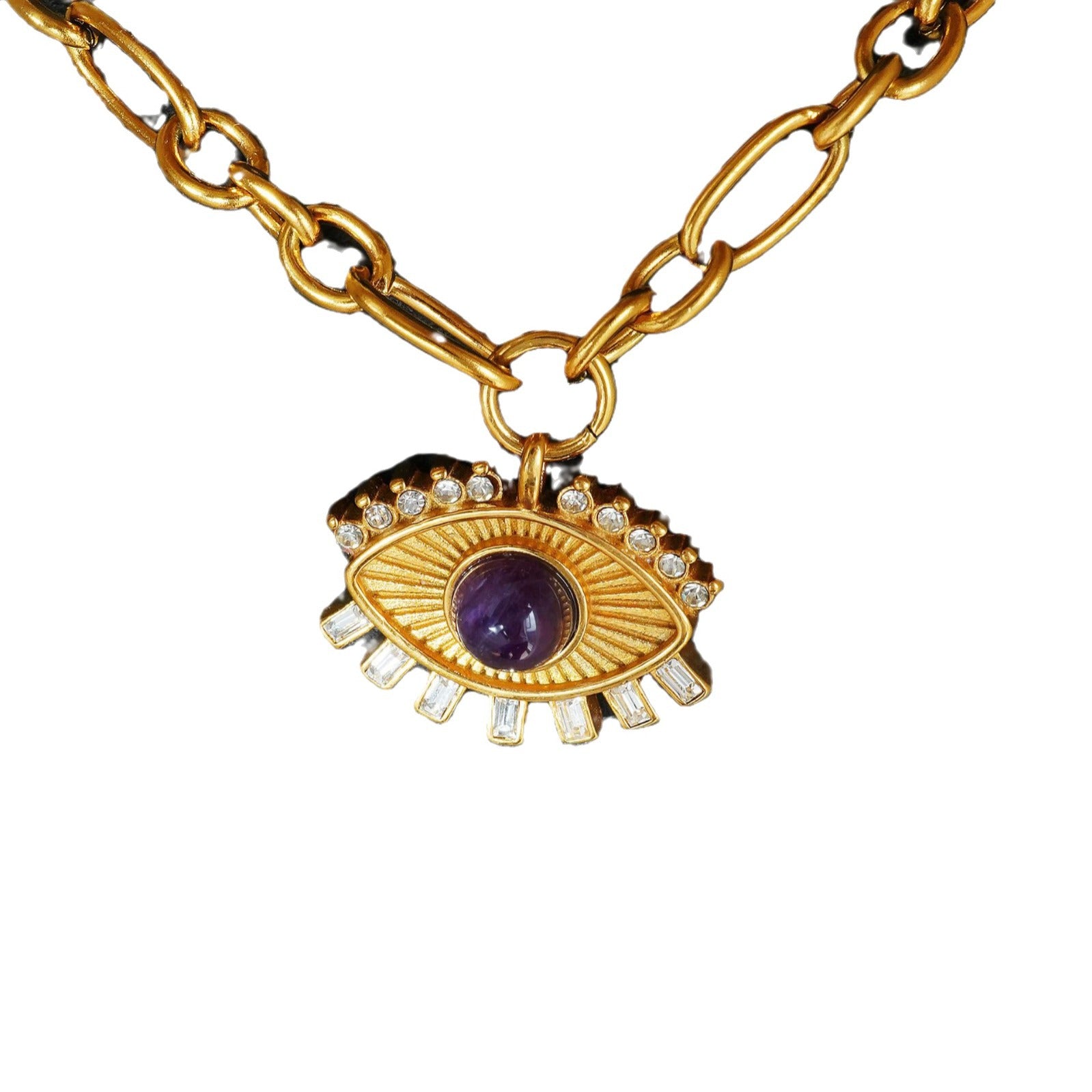 Fresh Arrivals at Buy Center: Women's 18K Gold Plated Titanium Steel Lucky Eye Zircon Pendant Necklace