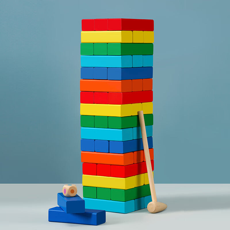 Hot New Items at Buy Center: Children's Jenga Board Game Building Blocks Parent-child Interaction Toys 54 Birch Colored