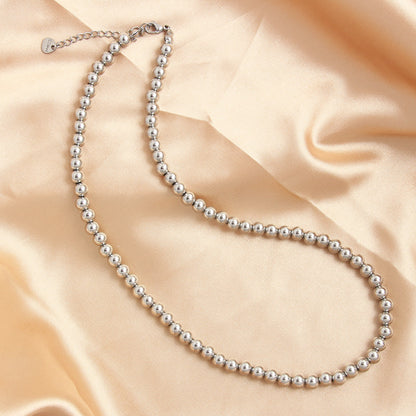 Trending Now at Buy Center: 4-10mm Stainless Steel Beads Silver Beaded Necklace NR112 Silver 6mm