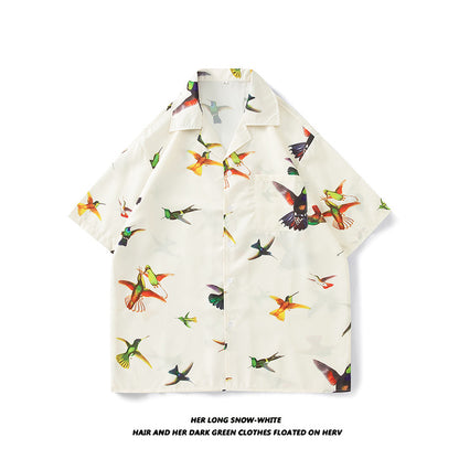 Now Available at Buy Center: Men's And Women's Retro Hong Kong Style Beach Printed Shirt Style D4009