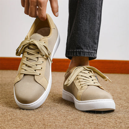 Fresh on the Scene at Buy Center: Plus Size Breathable Canvas Men's Sneakers Khaki