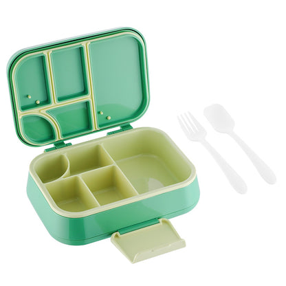 New Student Fruit Salad Compartment Sandwich Lunch Box Green 5 Grid