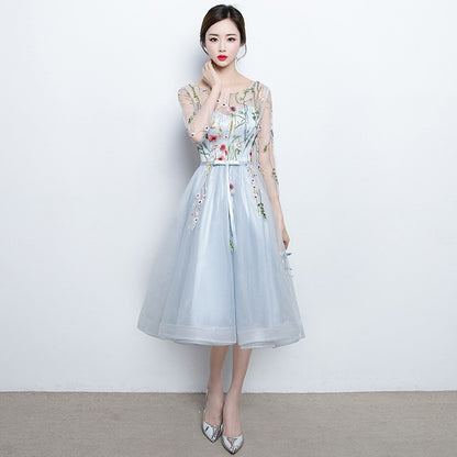 Fresh Arrivals at Buy Center: Korean Style Elegant Banquet Party Slimming Dress Women Gray Mid Length Strap