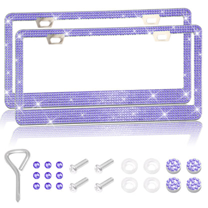 Newly Released at Buy Center: Fresh on the Scene at Buy Center: Stick-on Crystals License Plate Frame US Standard Acrylic Diamond License Plate Frame Double Purple