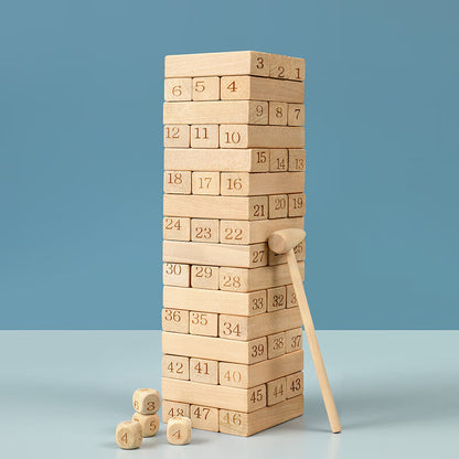 Hot New Items at Buy Center: Children's Jenga Board Game Building Blocks Parent-child Interaction Toys 54 Birch Numbers