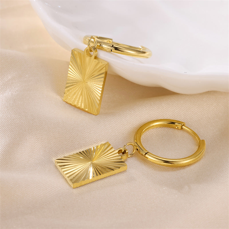 New Stainless Steel Simple Graceful High-grade 18K Gold Geometric Earrings E00695G