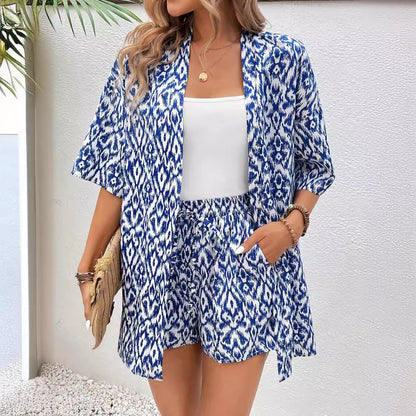 Trending Now at Buy Center: Fashion Loose Print Cardigan Suit Women