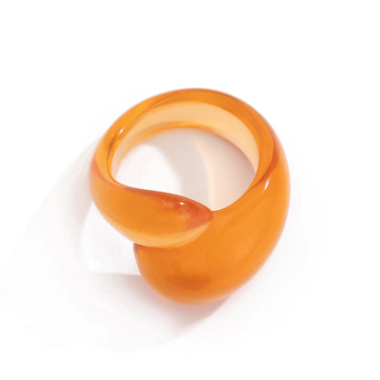 New Irregular Double Water Drop Plastic Ring 10 Transparent Orange 0789KA