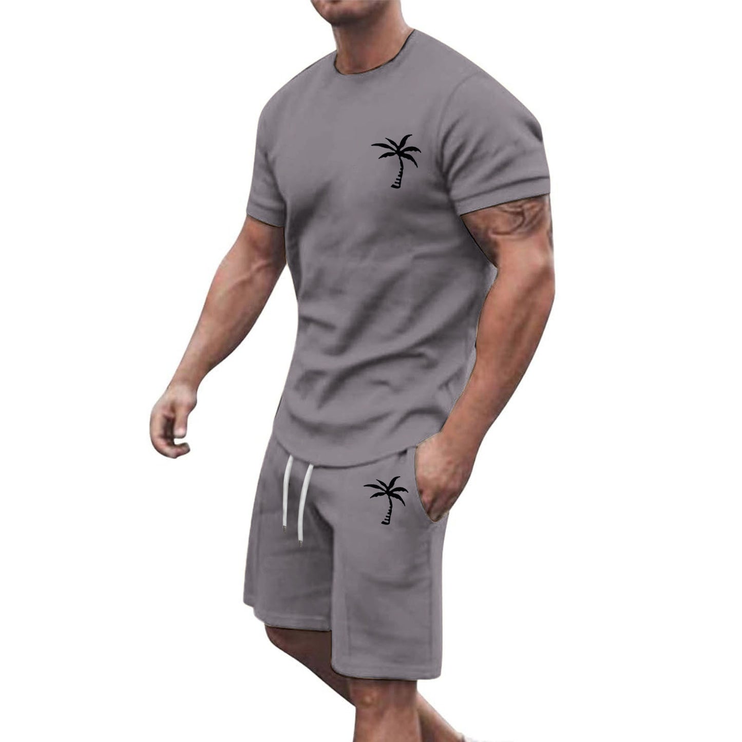 Fresh on the Scene at Buy Center: Short-sleeved Shorts Sports And Leisure Suit Dark Gray