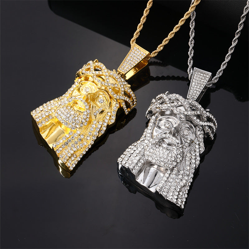 Fresh on the Scene at Buy Center: Men's Retro Exaggerated Avatar Micro Inlaid Zircon Hip Hop Necklace