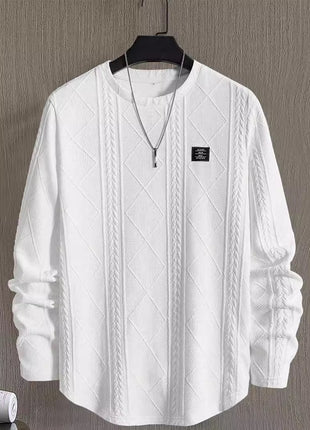 Men's Letter Chest Detail Casual Loose Round Neck Pullover Long Sleeve