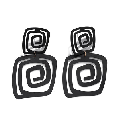 New Irregular Exaggerated Square Spiral Stud Earrings Iron