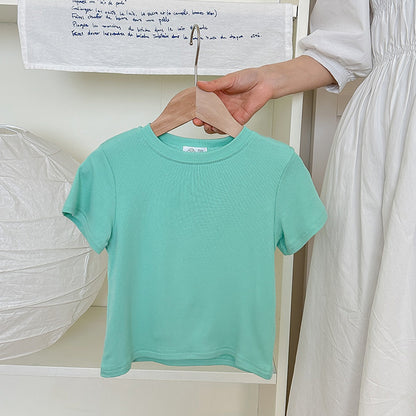 Fresh Arrivals at Buy Center: Children's T-shirt Top Solid Color Mask T Green