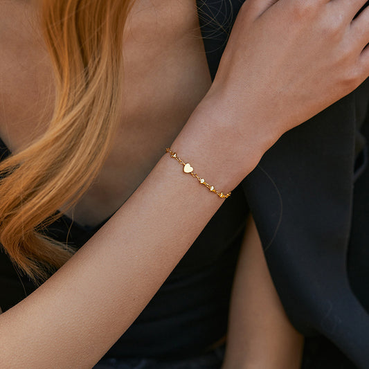 Trending Now at Buy Center: Copper Chain Sweet 18K Gold Plated Love Heart Accessories Bracelet