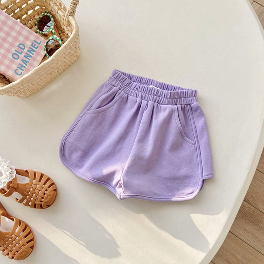 New at Buy Center: Children's Solid Color Casual Shorts For Outerwear Purple