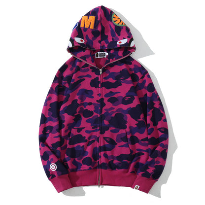 Fresh Arrivals at Buy Center: Classic Shark Camouflage Hooded Cardigan Zipper Terry