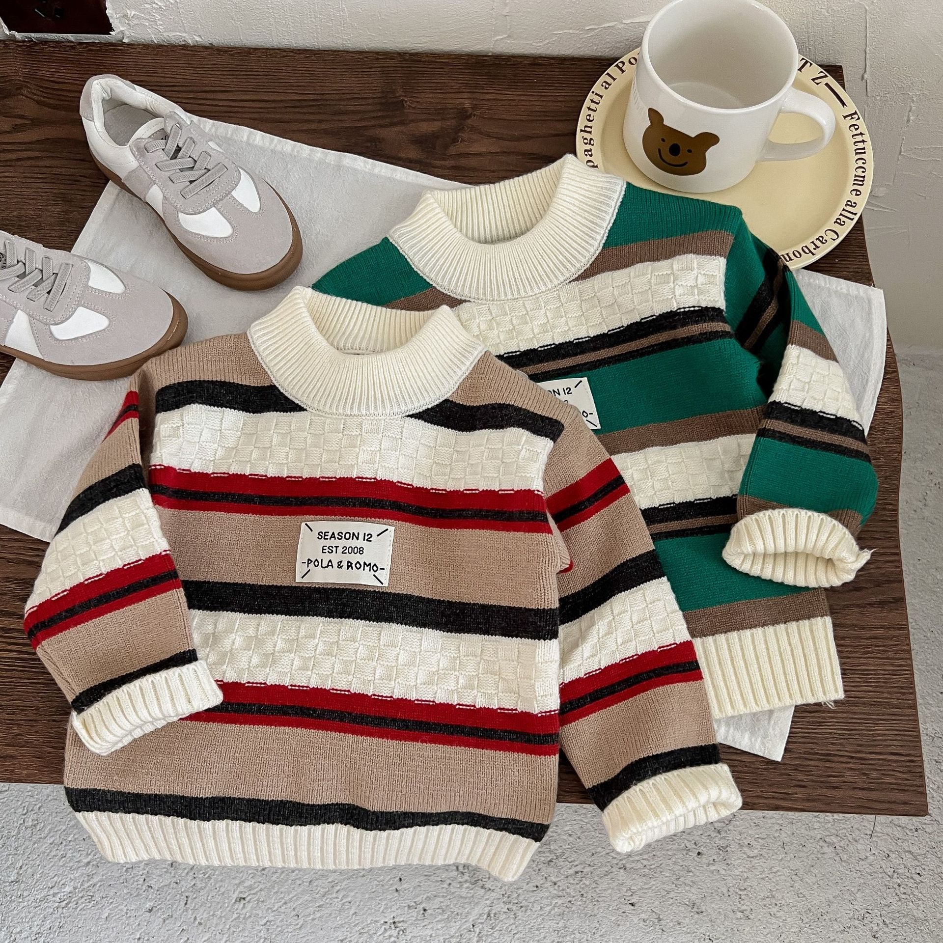 Newly Released at Buy Center: Boy's Pullover Color Stripes Sleeve Sweater