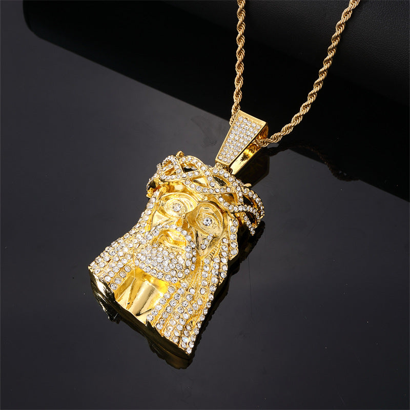 Fresh on the Scene at Buy Center: Men's Retro Exaggerated Avatar Micro Inlaid Zircon Hip Hop Necklace