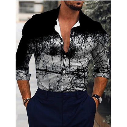 Camisa de manga larga con estampado 3D de degradado para hombre