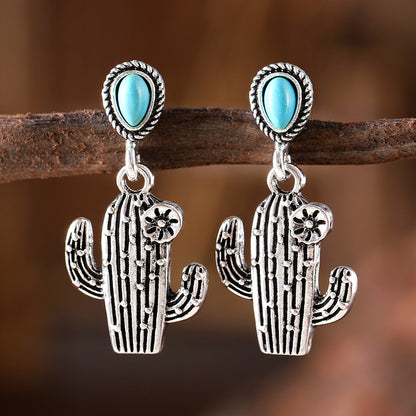 Trending Now at Buy Center: Vintage Vintage Cactus Pendant Earrings Turquoise