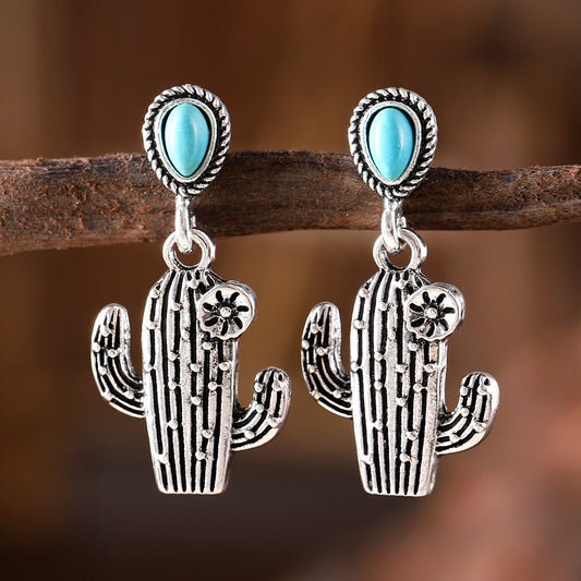 Trending Now at Buy Center: Vintage Vintage Cactus Pendant Earrings Turquoise