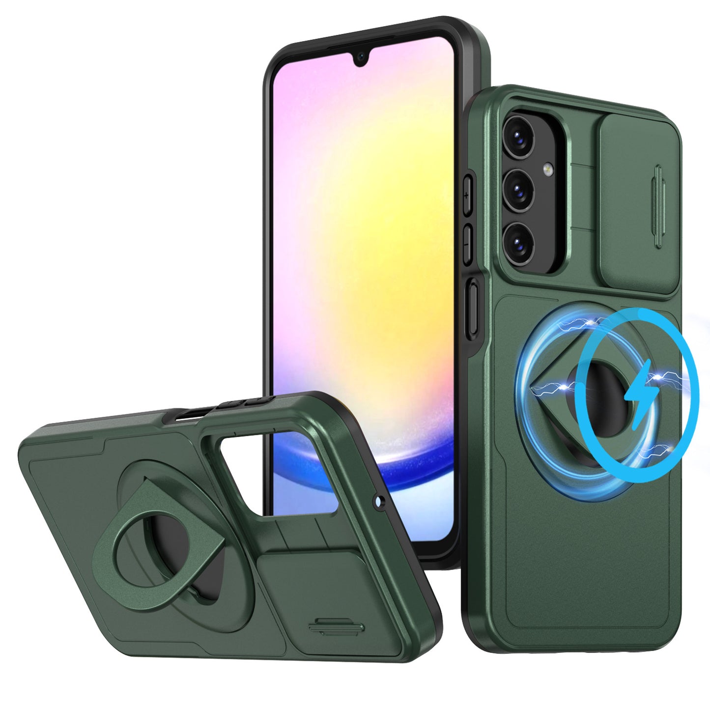 Now Available at Buy Center: New Applicable Super Hidden A Second Generation Sliding Window Phone Case Rotating Bracket Shell Dark Green