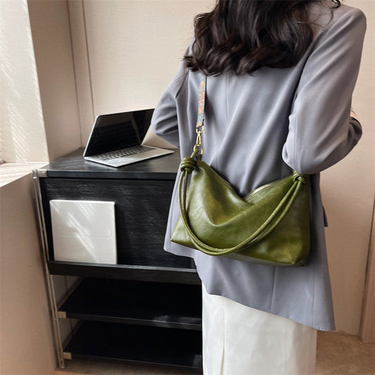 Hot New Items at Buy Center: Women's High-end Soft Leather Textured Shoulder Geometric Wide Shoulder Strap Crossbody Bag