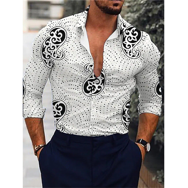 Camisa de manga larga con estampado 3D de degradado para hombre