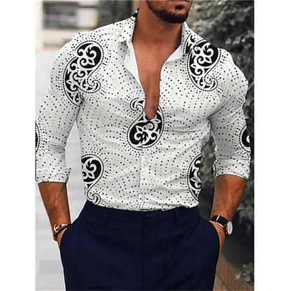 Camisa de manga larga con estampado 3D de degradado para hombre