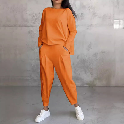 New Women's Irregular Design Long-sleeved Sweater Harem Pants Suit