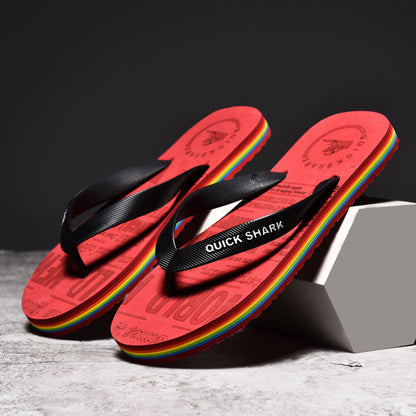 Now Available at Buy Center: Flip Flops Men's Non-slip Flip-flop Beach Slippers Red